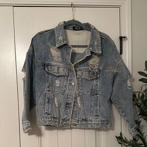 Blue Distressed Denim Jacket